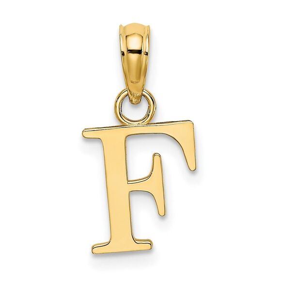 10K Yellow Gold Polished F Block Initial Charm - Picture 1 of 9